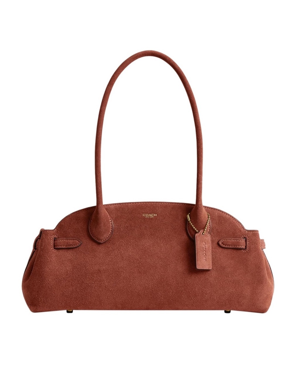 New Coach Suede Empire Carryall 34 Shoulder Bag in Rust Clay